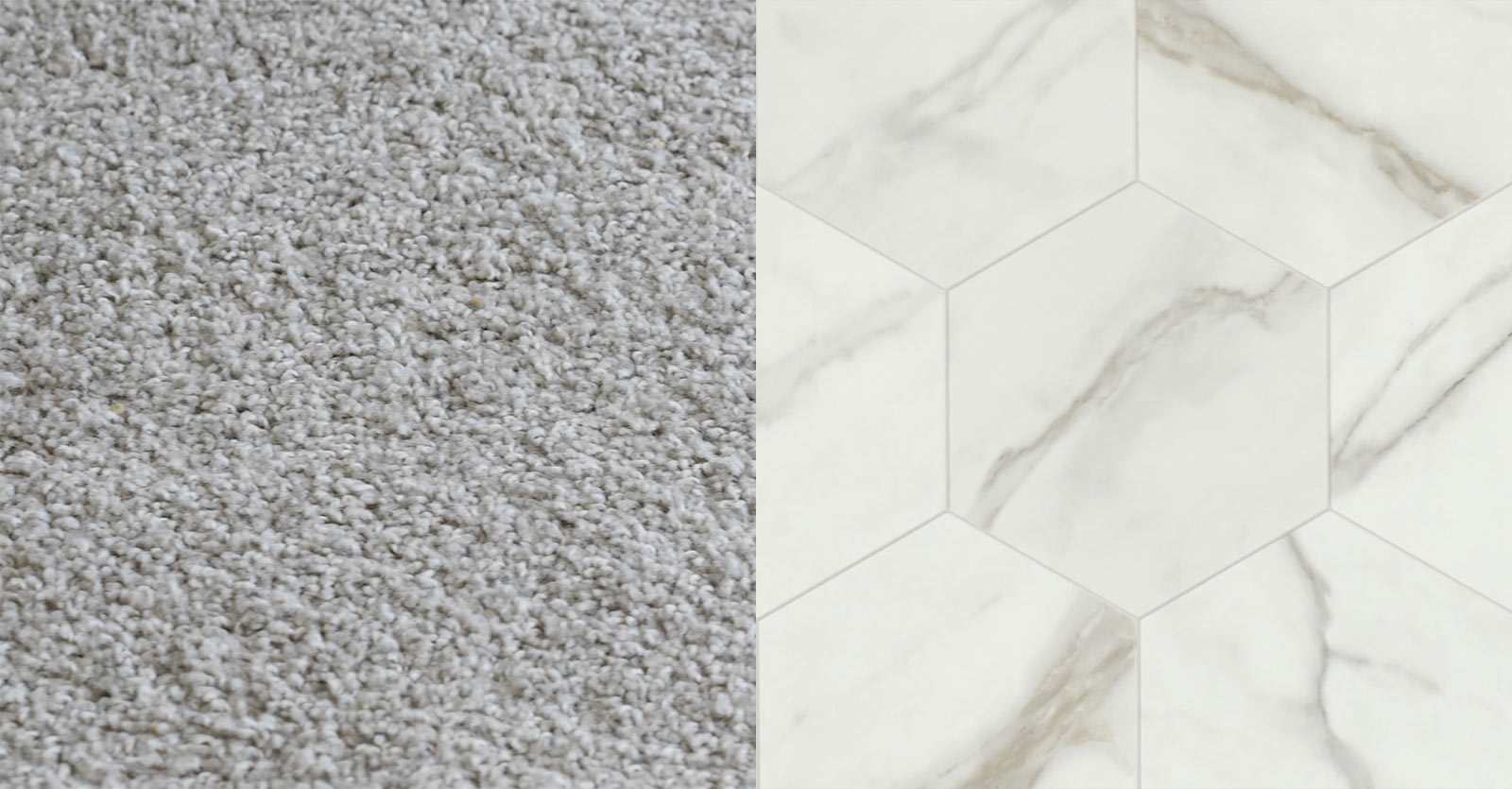 sheet vinyl and gray carpet
