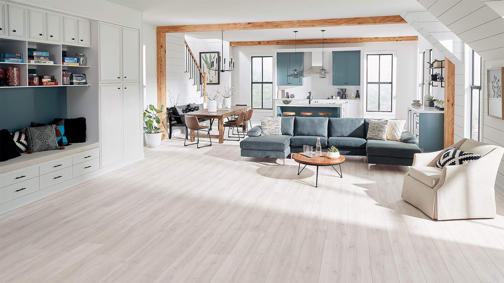 gray vinyl plank room scene