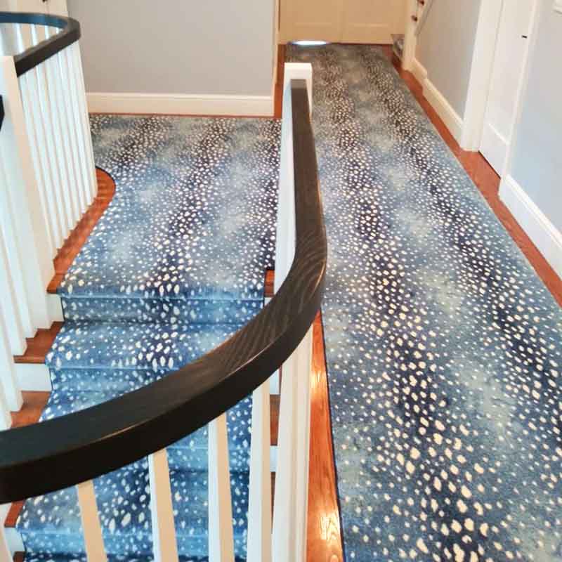 Blue Leopard Stair Carpet Hallway