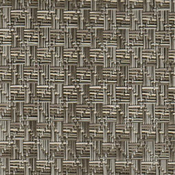 army green, brown and gold cushioned vinyl woven pattern close up