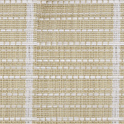 tan cushioned vinyl woven pattern with white stripes close up