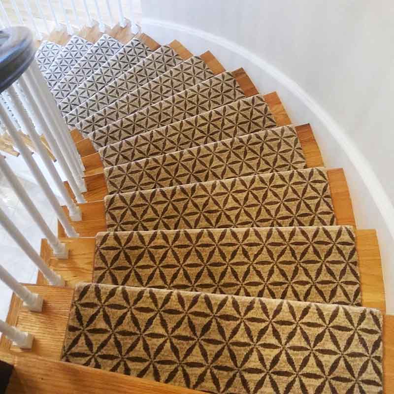 Gold black geometric pattern stair carpet