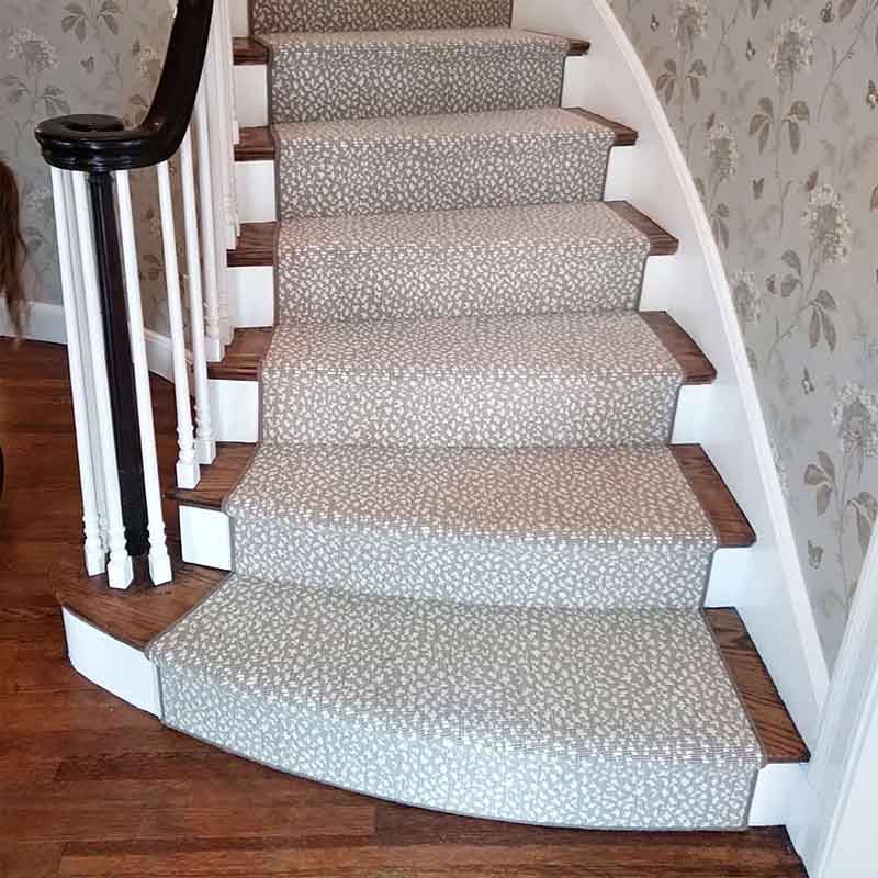 Gray Dotted Animal Print Stair Carpet