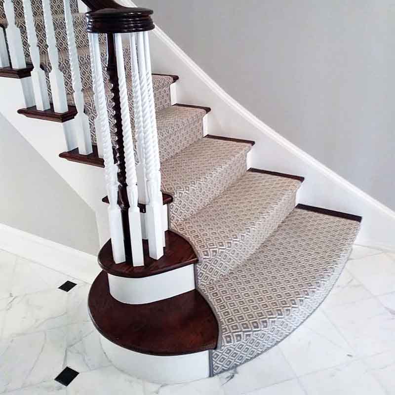 Gray pattern stair carpet