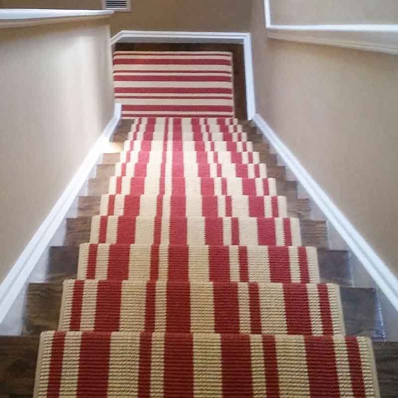 Red and Gold striped stair carpet