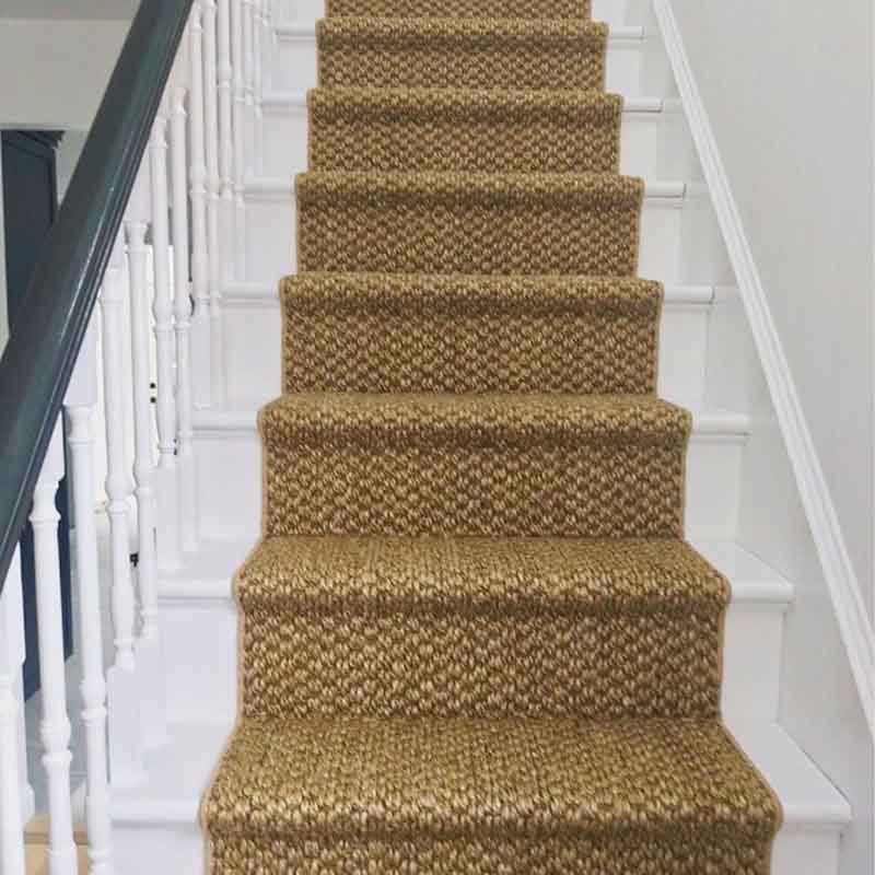 Sisal stair carpet with white stairs