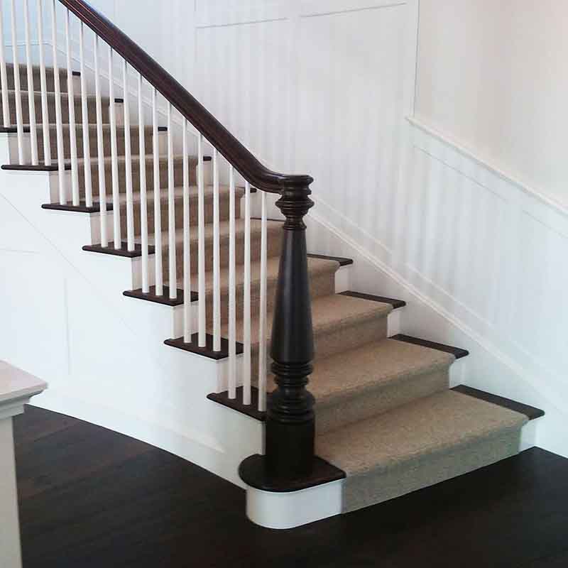 Tan carpet single color elegant staircase
