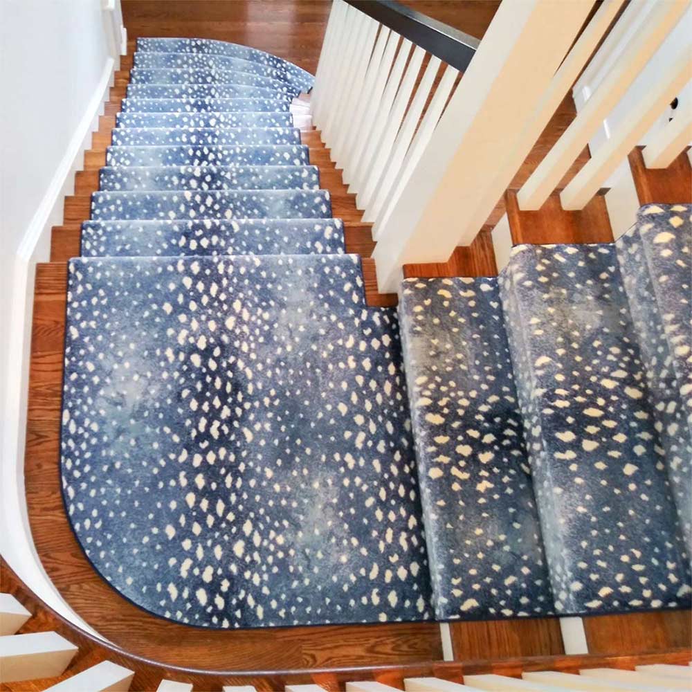 blue leopard stair carpet